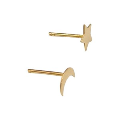 Boucles-doreilles-puces-en-or-jaune-18-carats-053-gr-Or-7501000-motif-lune-etoile-Elegance-celest-B0FY3SR9DL