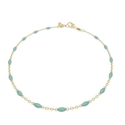 Bracelet-en-or-jaune-18-carats-083-gr-Or-7501000-chaine-delicate-avec-emaillage-turquoise-brillant-Ele-B0FPXQD3TR