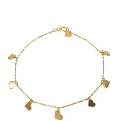 Bracelet-or-jaune-18-carats-130-gr-Or-7501000-Bracelet-fin-et-elegant-avec-pendentifs-coeurs-ronds-petits-gran-B0FRN7T412