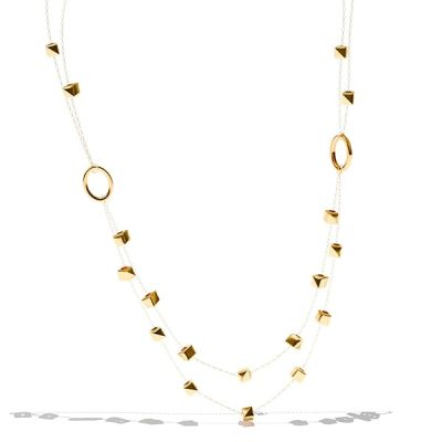 Collier-en-or-jaune-18-carats-Design-graine-ovale-a-deux-rangs-avec-perles-cubiques-385-gr-Or-7501000-Elega-B0FJYG5G2C