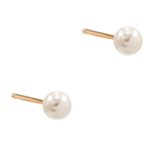Clous d’Oreilles Femme Perle Blanche – Or Jaune 18 Carats 6 mm – 0.44 gr Or 750/1000 sans perle_ Élégance Discrète Cadeau Anniversaire Femme – Salia Gold Paris