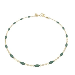 Bracelet en or jaune 18 carats – 0.93 gr Or 750/1000– Design délicat émaillé gris-vert – Élégance raffinée – Garantie 5 ans – Salia Gold Paris