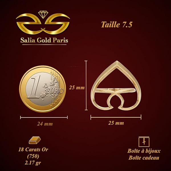 Bague Femme – or 18 carats – 2.17 gr – ajouré en forme de cœur stylisé, élégance contemporaine – Valeur refuge – Idée cadeau – poinçon 750 – Certificat d’authenticité – Salia Gold Paris - Image 5