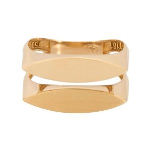 Bague en or jaune 18 carats – 2.88 gr Or jaune 750/1000 – design double bande mat et poli – Élégance contemporaine – Salia Gold Paris