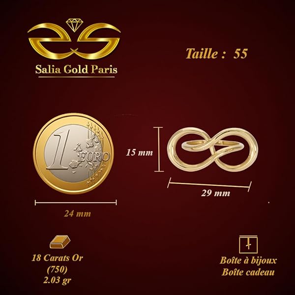 Bague – or 18 carats – 2.03 gr – design symbole infini, élégance éternelle – touche d’élégance au quotidien – Valeur refuge – Idée cadeau – poinçon 750 – Certificat d’authenticité – Salia Gold Paris - Image 5