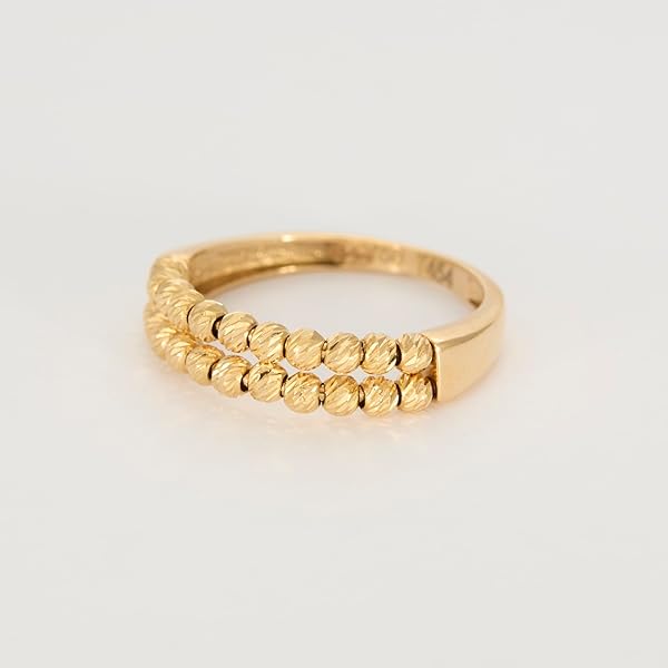Bague – or 18 carats – 2.75 gr – design à deux rangs de boules facettées, élégance raffinée – symbole élégant – Valeur refuge – Idée cadeau – poinçon 750 – Certificat d’authenticité – Salia Gold Paris - Image 7