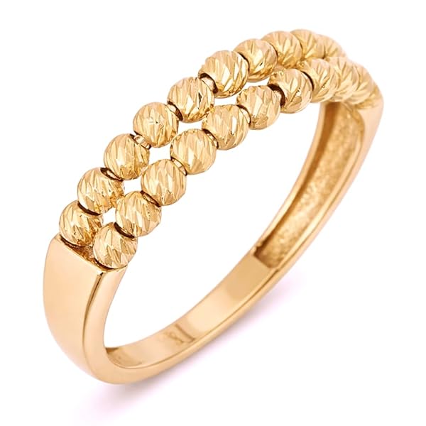 Bague – or 18 carats – 2.75 gr – design à deux rangs de boules facettées, élégance raffinée – symbole élégant – Valeur refuge – Idée cadeau – poinçon 750 – Certificat d’authenticité – Salia Gold Paris