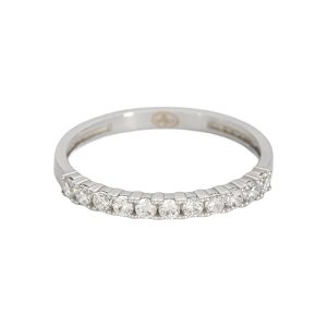 Bague or blanc 18 carats 1,59 gr Or 750/1000 – Demi-alliance diamants ronds sertis griffes – Élégance intemporelle & raffinement joaillier – Salia Gold Paris