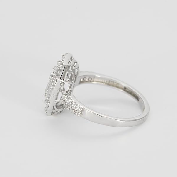 Bague – or blanc 18 carats – 2.93 gr – octogonal serti de pierres blanches, éclat absolu – Valeur refuge – Idée cadeau – poinçon 750 – Certificat d’authenticité – Salia Gold Paris - Image 8