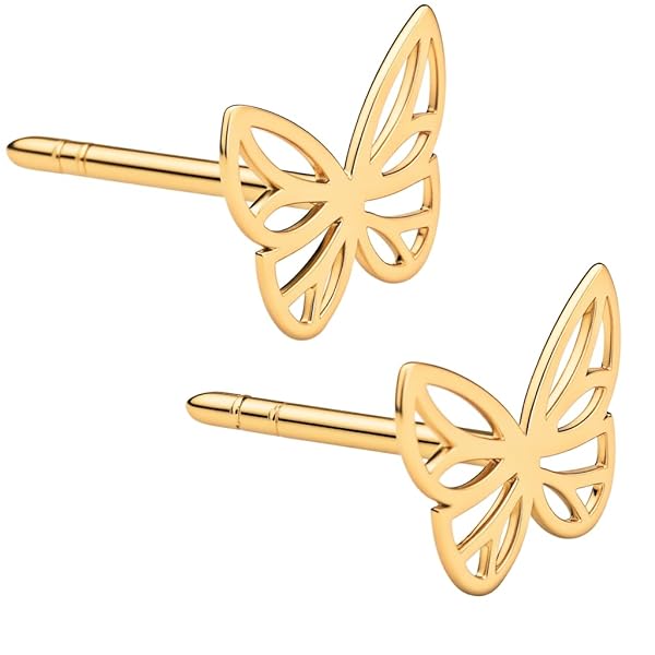 Boucles d’oreilles Bouton pressoir Femme – or 18 carats – 0.62 gr – design papillon ajouré et délicat – Valeur refuge – Idée cadeau – poinçon 750 – Certificat d’authenticité – Salia Gold Paris