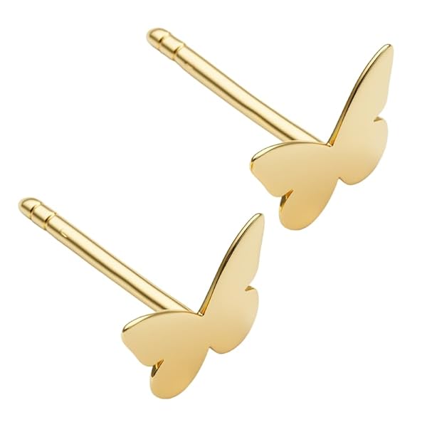 Boucles d’oreilles Bouton pressoir Femme – or 18 carats – 0.64 gr – design papillon aux ailes incurvées – Valeur refuge – Idée cadeau – poinçon 750 – Certificat d’authenticité – Salia Gold Paris