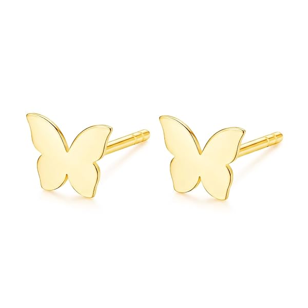 Boucles d’oreilles Bouton pressoir Femme – or 18 carats – 0.64 gr – papillon lisse et épuré, élégance naturelle – Valeur refuge – Idée cadeau – poinçon 750 –Certificat d’authenticité –Salia Gold Paris
