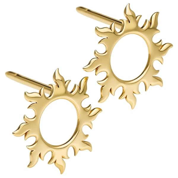 Boucles d’oreilles Bouton pressoir – or 18 carats – 0.65 gr – soleil, design rayonnant et élégance – Valeur refuge – Idée cadeau – poinçon 750 – Certificat d’authenticité – Salia Gold Paris