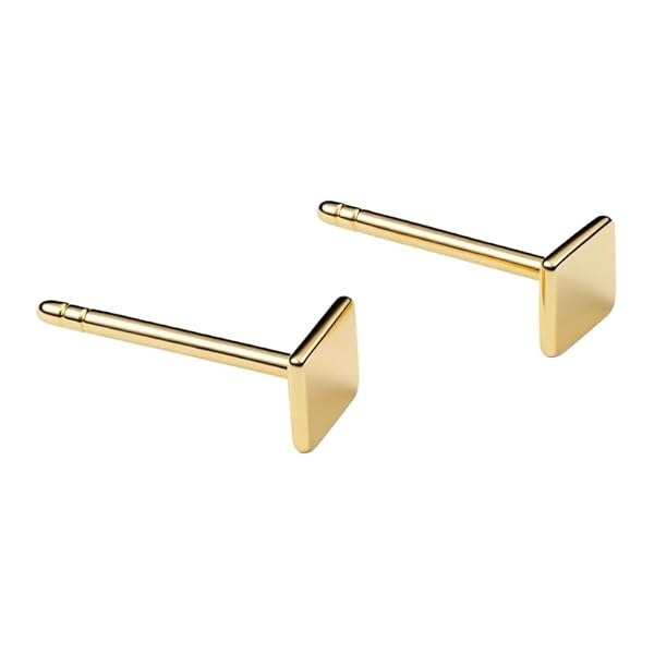 Boucles d’oreilles Bouton pressoir – or 18 carats – 0.66 gr – design carré minimaliste et géométrique – Valeur refuge – Idée cadeau – poinçon 750 – Certificat d’authenticité – Salia Gold Paris