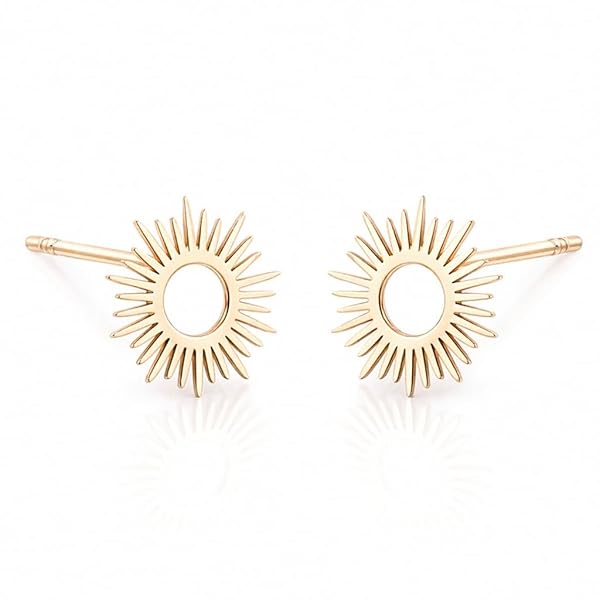 Boucles d’oreilles Bouton pressoir – or 18 carats – 0.76 gr – design rayon de soleil, hypoallergéniques – Valeur refuge – Idée cadeau – poinçon 750 – Certificat d’authenticité – Salia Gold Paris - Image 6