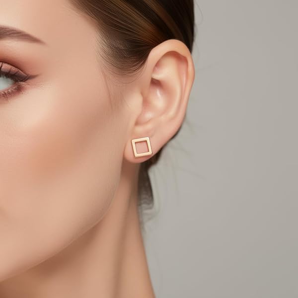 Boucles d’oreilles Bouton pressoir – or 18 carats – 0.86 gr – motif losange géométrique – Valeur refuge – Idée cadeau – poinçon 750 – Certificat d’authenticité – Salia Gold Paris - Image 3