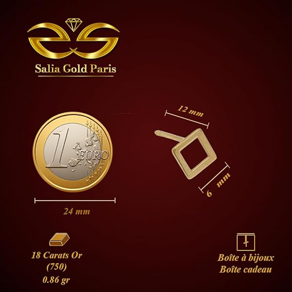 Boucles d’oreilles Bouton pressoir – or 18 carats – 0.86 gr – motif losange géométrique – Valeur refuge – Idée cadeau – poinçon 750 – Certificat d’authenticité – Salia Gold Paris - Image 4