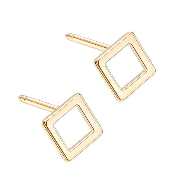 Boucles d’oreilles Bouton pressoir – or 18 carats – 0.86 gr – motif losange géométrique – Valeur refuge – Idée cadeau – poinçon 750 – Certificat d’authenticité – Salia Gold Paris