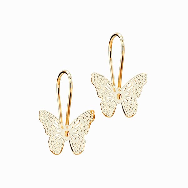 Boucles d’oreilles Enfileur Femme – or 18 carats – 1.29 gr – pendantes papillon, bijoux léger – Valeur refuge – Idée cadeau – poinçon 750 – Certificat d’authenticité – Salia Gold Paris
