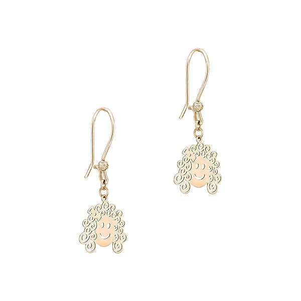 Boucles d’oreilles Enfileur Femme – or 18 carats – 1.65 gr – design fille visage souriant rigolo – Valeur refuge – Idée cadeau – poinçon 750 – Certificat d’authenticité – Salia Gold Paris