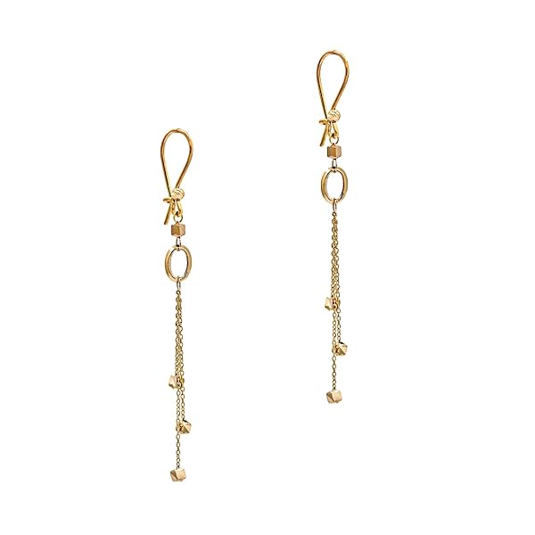 Boucles d’oreilles Enfileur Femme – or 18 carats – 2.01 gr – graine avec perles cubiques, élégance – Valeur refuge – Idée cadeau – poinçon 750 – Certificat d’authenticité – Salia Gold Paris