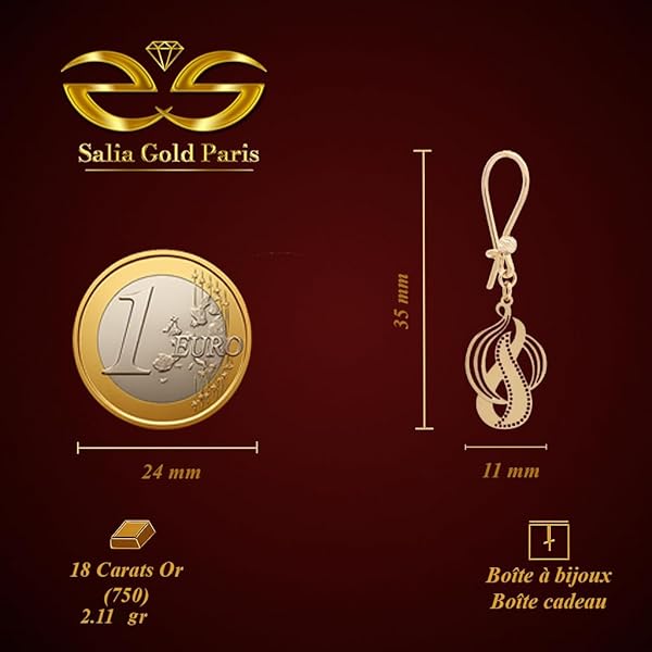 Boucles d’oreilles Enfileur Femme – or 18 carats – 2.11 gr – design fluide ajouré style aura – Valeur refuge – Idée cadeau – poinçon 750 – Certificat d’authenticité – Salia Gold Paris - Image 4