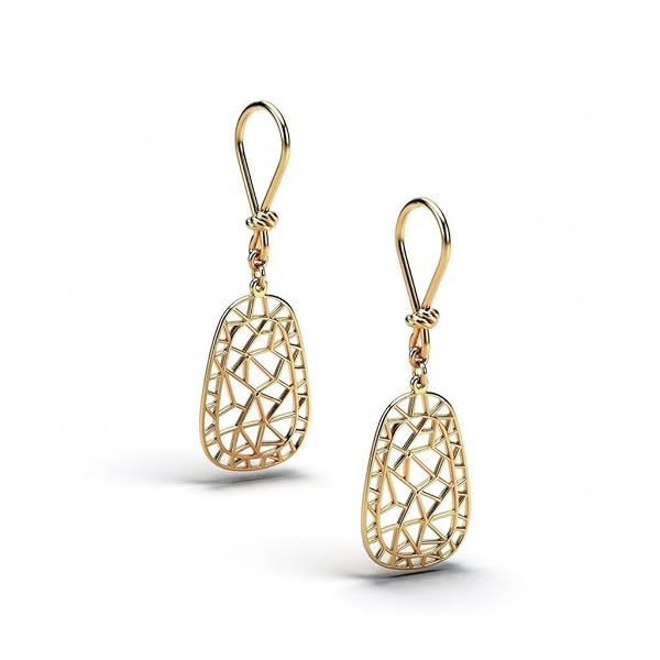 Boucles d’oreilles Enfileur Femme – or 18 carats – 2.73 gr – design géométrique ajouré – harmonie géométrique – Valeur refuge – Idée cadeau – poinçon 750 – Certificat d’authenticité – Salia Gold Paris
