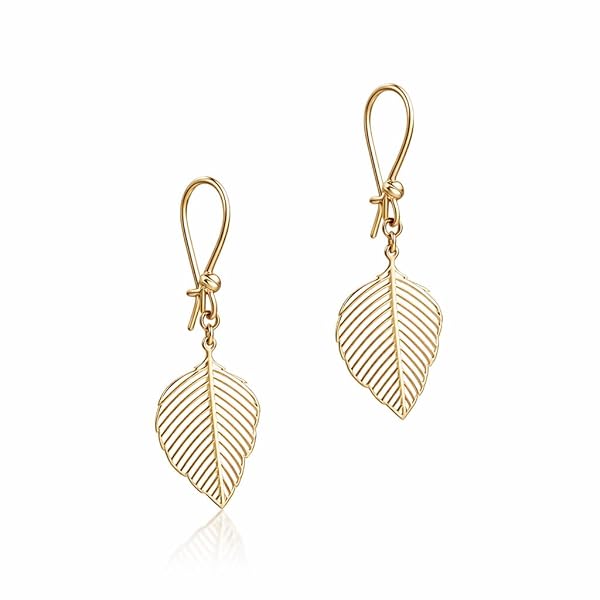 Boucles d’oreilles Enfileur – or 18 carats – 2.06 gr – pendantes feuille, bijoux léger – Valeur refuge – Idée cadeau – poinçon 750 – Certificat d’authenticité – Salia Gold Paris