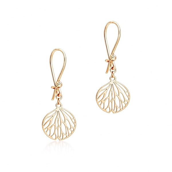 Boucles d’oreilles Goutte Femme – or 18 carats – 1.87 gr – feuille nervurée, bijou nature – Valeur refuge – Idée cadeau – poinçon 750 – Certificat d’authenticité – Salia Gold Paris