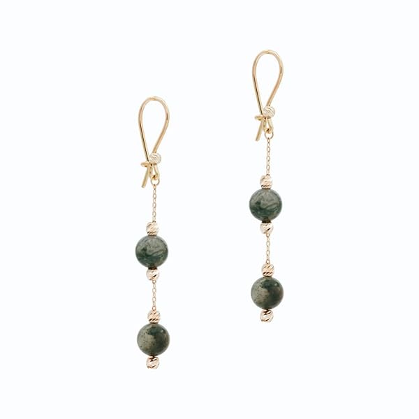 Boucles d’oreilles Grappe Femme – or 18 carats – 1.27 gr – chaîne fine avec pierres vertes naturelles – Valeur refuge – Idée cadeau – poinçon 750 – Certificat d’authenticité – Salia Gold Paris