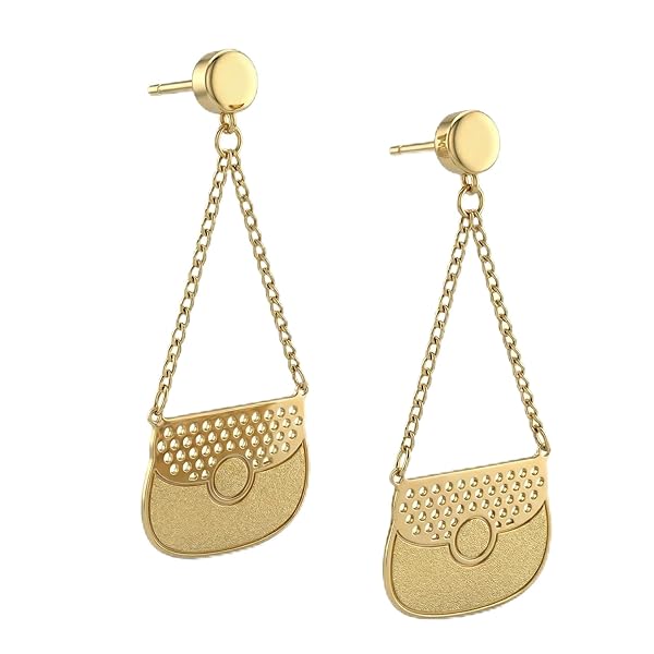 Boucles d’oreilles Grappe Femme – or 18 carats – 2.02 gr – design sac à main, élégance intemporelle – Valeur refuge – Idée cadeau – poinçon 750 – Certificat d’authenticité – Salia Gold Paris