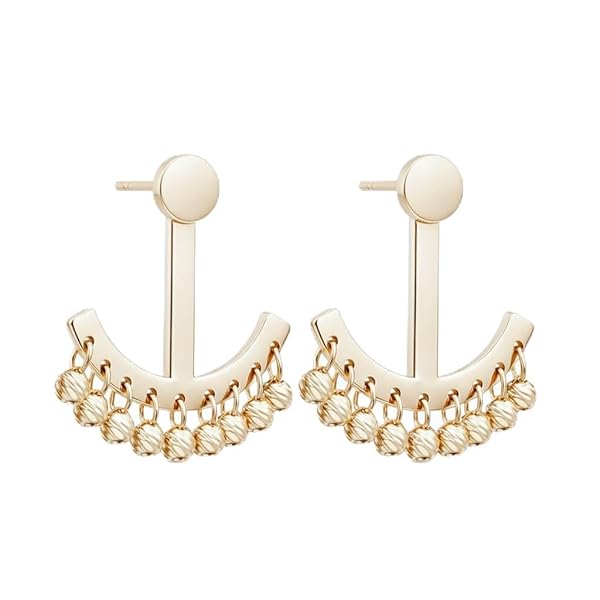 Boucles d’oreilles Grappe Femme – or 18 carats – 2.20 gr – ancre avec boules mobiles – Valeur refuge – Idée cadeau – poinçon 750 – Certificat d’authenticité – Salia Gold Paris