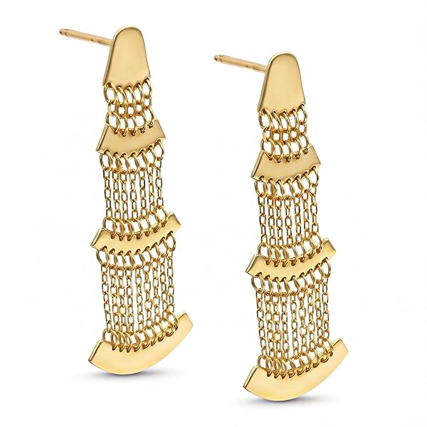 Boucles d’oreilles Grappe Femme – or 18 carats – 3.48 gr – cascade à chaînettes, élégance – Valeur refuge – Idée cadeau – poinçon 750 – Certificat d’authenticité – Salia Gold Paris