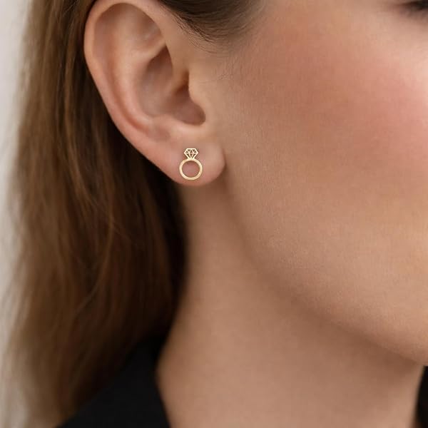 Boucles d'oreilles – or 18 Carats – 0.61 gr – bague en diamant – Valeur refuge – Idée cadeau – poinçon 750 – Certificat d’authenticité – Salia Gold Paris - Image 3