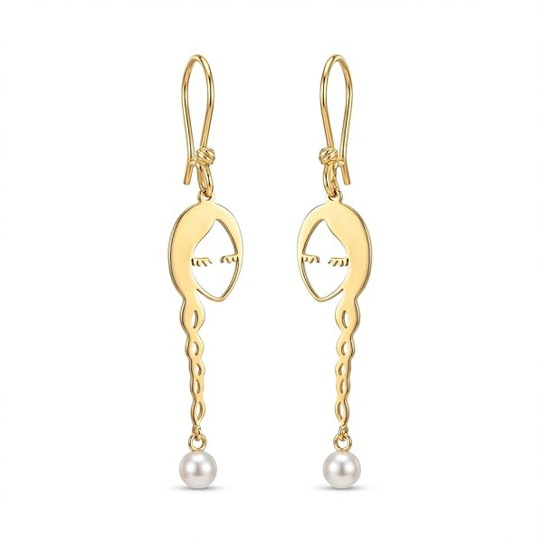 Boucles d'oreilles – or 18 Carats – 2.39 gr – design silhouettes féminines avec perles – Valeur refuge – Idée cadeau – poinçon 750 – Certificat d’authenticité – Salia Gold Paris