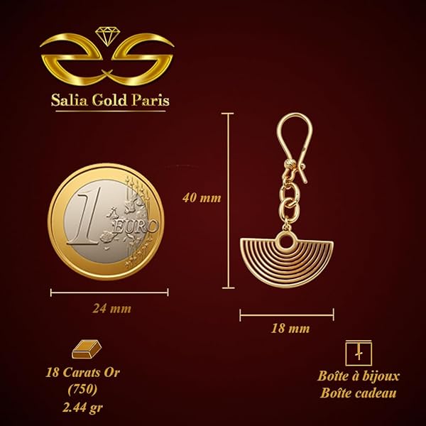 Boucles d'oreilles – or 18 Carats – 2.44 gr – Motif géométrique en demi-cercle – Valeur refuge – Idée cadeau – poinçon 750 – Certificat d’authenticité – Salia Gold Paris - Image 4