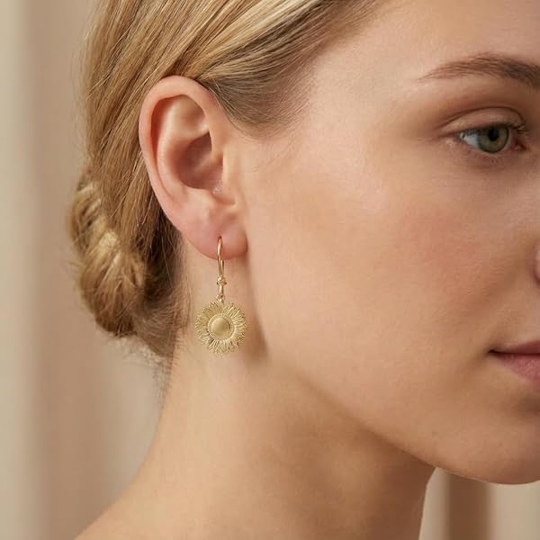 Boucles d'oreilles – or 18 Carats – 4.01 gr – motif tournesol – Valeur refuge – Idée cadeau – poinçon 750 – Certificat d’authenticité – Salia Gold Paris - Image 3