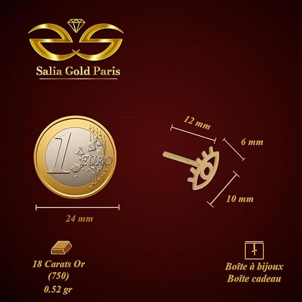 Boucles d’oreilles – or 18 carats – 0.52 gr – En forme d’œil et élégance – Valeur refuge – Idée cadeau – poinçon 750 – Certificat d’authenticité – Salia Gold Paris - Image 3