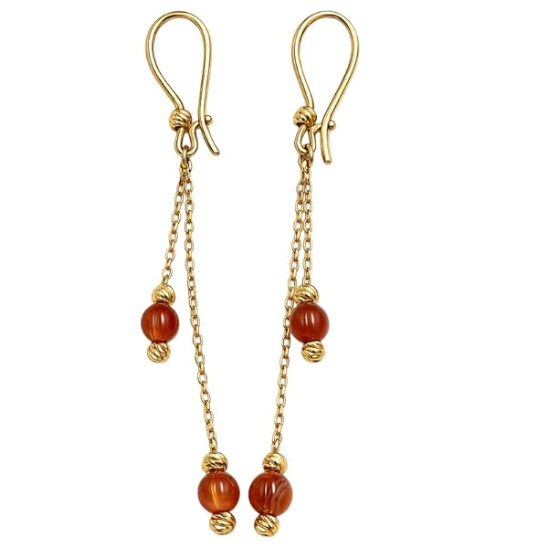 Boucles d'oreilles – or 18 carats – 1.34 gr – Deux rangées avec des pierres orange – Valeur refuge – Idée cadeau – poinçon 750 – Certificat d’authenticité – Salia Gold Paris