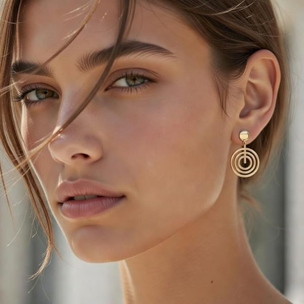 Boucles d'oreilles – or 18 carats – 2.05 gr – Cercles lumineux imbriqués – Valeur refuge – Idée cadeau – poinçon 750 – Certificat d’authenticité – Salia Gold Paris - Image 3