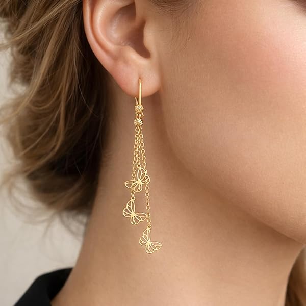 Boucles d'oreilles – or 18 carats – 2.13 gr – Danse des papillons – Valeur refuge – Idée cadeau – poinçon 750 – Certificat d’authenticité – Salia Gold Paris - Image 3