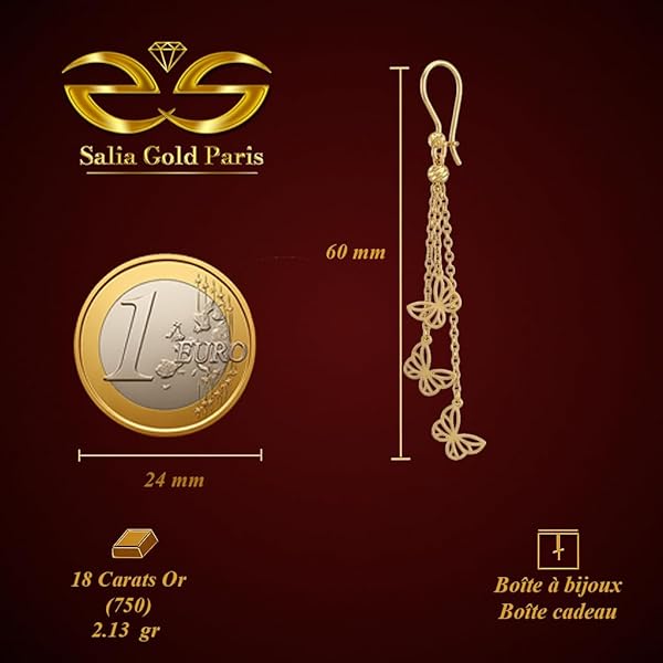 Boucles d'oreilles – or 18 carats – 2.13 gr – Danse des papillons – Valeur refuge – Idée cadeau – poinçon 750 – Certificat d’authenticité – Salia Gold Paris - Image 4