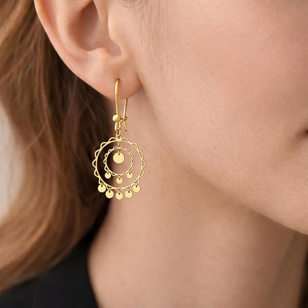 Boucles d'oreilles – or 18 carats – 4.01 gr – magnifique motif africain – Valeur refuge – Idée cadeau – poinçon 750 – Certificat d’authenticité – Salia Gold Paris - Image 3