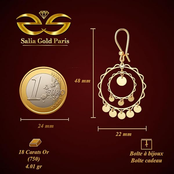 Boucles d'oreilles – or 18 carats – 4.01 gr – magnifique motif africain – Valeur refuge – Idée cadeau – poinçon 750 – Certificat d’authenticité – Salia Gold Paris - Image 4