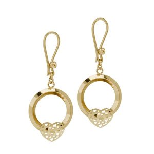 Boucles d’oreilles or 18k_1.87gr Or jaune 750/1000 anneau pendentif cœur ajouré – Salia Gold Paris