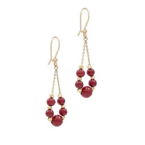 Boucles d’oreilles pendantes femme or jaune 18 carats 1.48 gr Or– Pierres rouges brillantes en cascade – Cadeau original et élégant pour femme – Salia Gold Paris