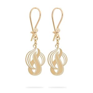 Boucles d’oreilles pendantes femme or jaune 18 carats 2.11gr – Design fluide ajouré style aura – Cadeau femme élégant livré avec boîte – Salia Gold Paris