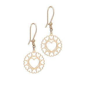 Boucles d’oreilles pendantes femme or jaune 18 carats – Motif cœur romantique ajouré – 1.81 gr Or 750/1000 - Cadeau raffiné et original pour femme – Salia Gold Paris