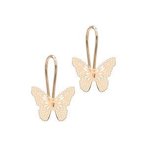 Boucles d’oreilles pendantes papillon femme – Bijoux or jaune 18 carats délicat et léger 1.29 gr Or 750/1000 – Cadeau poétique élégant – Salia Gold Paris