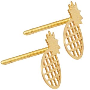 Boucles d’oreilles puces en or jaune 18 carats – 0.6 gr Or 750/1000 – motif ananas délicat – Touche exotique & raffinée – Salia Gold Paris